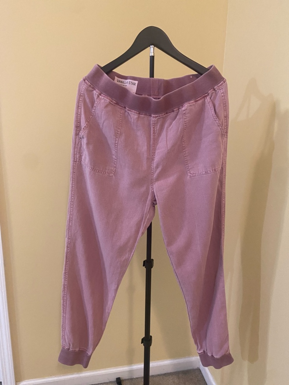 Vanilla Star Mauve Rib-Waist Joggers